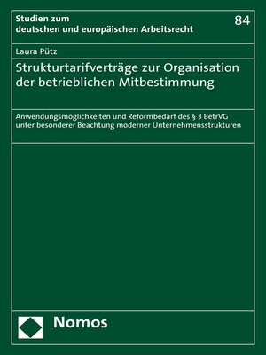 cover image of Strukturtarifverträge zur Organisation der betrieblichen Mitbestimmung